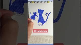 How To Draw Cats with Oval Shapes Technique Using Erasable Pen #shorts #tutorial