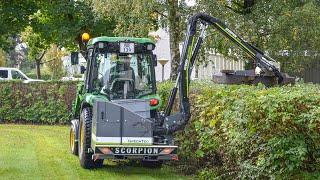 Heckenpflege mit Auslegemulcher und Kleintraktor  | GreenTec Scorpion 430 S