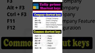 Most Important Tally shortcut keys  | Tally prime interview Questions