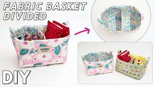 [DIY] Fabric Basket | How to make a Divided Fabric Basket  Easy Sewing | Fabric partition basket