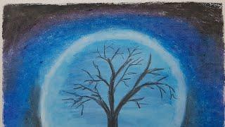 Moon with Oil Pastel Color #moonlight #oilpastelcolors