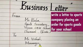 Letter placing order for sports equipments for school/Letter Writing/Business Letters