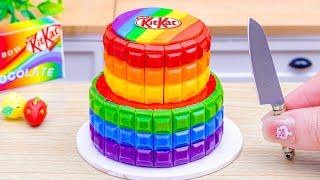 Delicious Rainbow Kitkat Chocolate Cake RecipesBeautiful Miniature Rainbow Cake Decorating Ideas