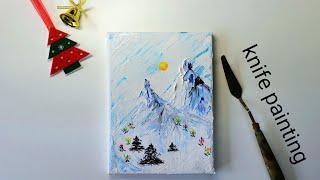 나이프페인팅 | Knife painting | Painting a ski resort in oils | Satisfying ASMR