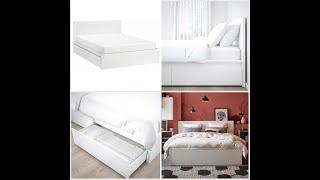 Ikea Malm Super King Bed Frame| 4 Storage Boxes| White| High Platform Bed