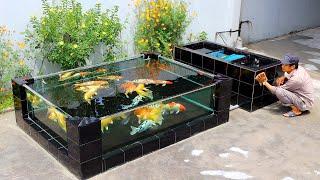 How To Make Cool backyard Koi pond with 4 Glass - Design And Decorations