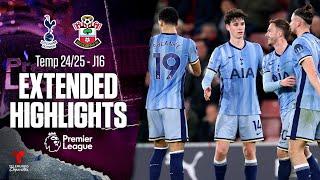 Southampton vs. Tottenham | Highlights Premier League | Jornada 16 | Telemundo Deportes