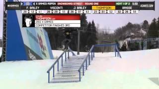 Dylan Thompson Run 4 Men's Snowboard Street round 1 - X Games