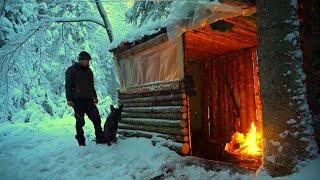 WINTER CAMPING THROUGH A BLIZZARD AT THE FORT IN THE WOODS WITH A DOG. Can we Stay Dry and Warm?