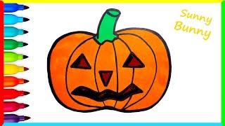 Drawing and Coloring Halloween Pumpkin  Drawings for kids | Sunny and Bunny Draws