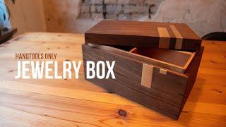 Hand tools only - Jewelry box with brass inlays | Woodworking