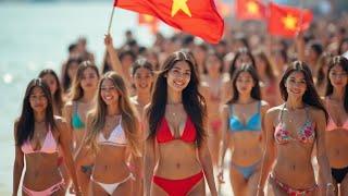 Morning Beach Walk in Vietnam | Thousands of Girls & Incredible Vibes