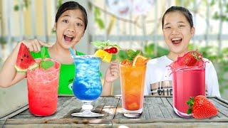 Hai Chị Em Mở Quán Nước Soda  Làm Nước Ép Dâu Tây - Trang Vlog