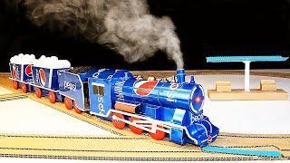 Pepsi Steam Train | How to Make a Steam Train and Cardboard Brio Tarck | Train Track Switch