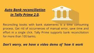 Auto Bank reconciliation in TallyPrime 2.0