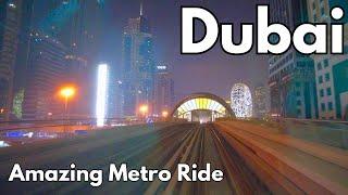 Amazing Dubai Night Metro Ride, Front Side Red Line