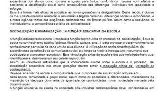 Funções Sociais da Escola  - Gimeno Sacristán e Pérez Gómez