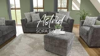 Astrid Sofa Grey 3+2 Set, Armchair and Footstool - Lifestyle