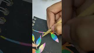 #satisfying leaf drawing on scratch note. #shorts #youtubeshorts #shortvideo #viral #mystiqueart