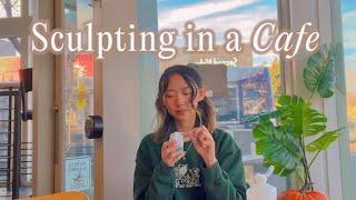 Sculpting in a Cafe: Self-Employed Artist Diaries  Cozy Studio Vlog