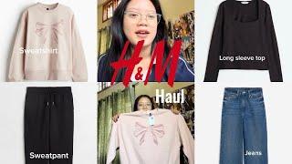 Mini H&M haul,sweater,jeans,top,first haul video🫶 #foryou #explore #haul #minihaul