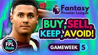 FPL GW5 TRANSFER TIPS! | Buy, Sell, Keep & Avoid for Gameweek 5 | Top Picks Tier List 2024/25! ⭐