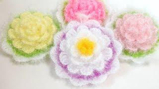 수세미뜨기/ 풍성한 입체꽃수세미/ Crochet flower/ Crochet dish scrubber