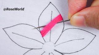 hand embroidery modern style stain stitch flower design needle work by @RoseWorld