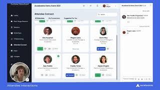 Attendee connections and interactions in the Accelevents Virtual Event Hub.
