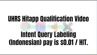 UHRS Hitapp Qualification Video Intent Query Labeling (Indonesian) pay is $0.01 / HIT.