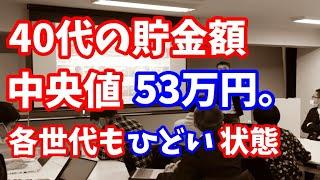 40代の平均貯金額【中央値】53万円。各世代も悲惨な現状