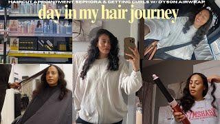 VLOG: haircut appointment, sephora  & curling natural hair w/ the dyson airwrap