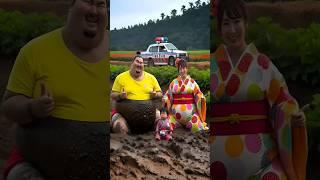 Evolutio of cat: Sumo wrestler & woman sitting on dirty road with police car 7#cat#cute#love#shorts