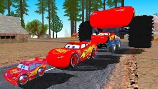 Big & Small McQueen vs Chick Hicks vs Tow Mater vs King Dinoco vs Duch Hudson - BeamNG.Drive