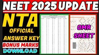 Neet 2025 Official Answer Key Date NTAlBonus MarkslNeet 2025 Latest Update Resultl Neet Cutoff 2025