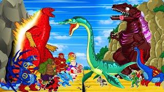 KINGKONG,GODZILLA Plesiosaurus Giant MONKEY Brachiosaurus & SHIN SPIDER JURASSIC Animation Cartoon!