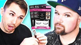 Men Try Magnetic Eyelashes for the First Time - EXTREME TEST & REVIEW!