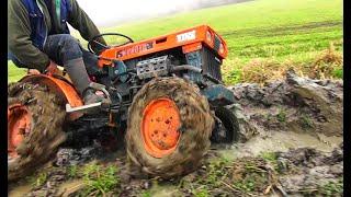 Kubota B 6000-A small & powerful Japanese tractor-Cold start-Drifting-Plowing-4x4 RAW POWER 