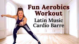 Aerobics Workout. Latin Music Cardio Barre. Aerobic Dance Workout. Salsa Dance Fitness Exercise.