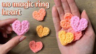 No Magic Ring Mini Crochet Heart Applique Tutorial