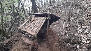 [ FULL VIDEO ] Building complete and warm survival shelter | Bushcraft earth hut,grass roof