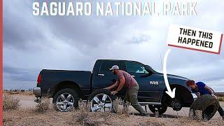 FLAT TIRE while RV BOONDOCKING | Saguaro National Park