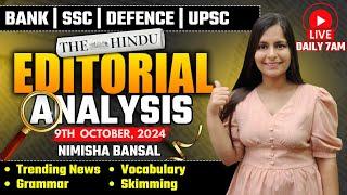 Editorial Analysis | 9th October, 2024 | Vocab, Grammar, Reading, Skimming | Nimisha Bansal