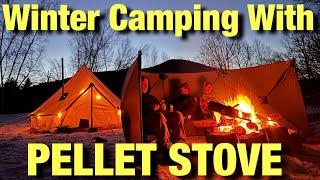 3 Days In a Canvas Tent USING A PELLET STOVE -12 Degrees