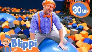 Blippi Bounces at Skyzone Indoor Trampoline Park! Educational Videos for Kids