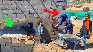 The devoted mother's efforts in cementing the house and building a warm nest for the chickens