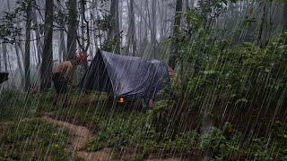 The Craziest Heavy Rain Camping‼️ - Non-stop heavy rain, tent area suddenly flooded‼️