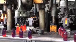 Blue glass bottle production