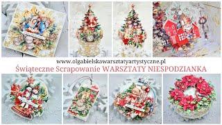 Świąteczne Scrapowanie  Niespodzianka Olga Bielska Warsztaty Artystyczne Scrapbooking online scrap