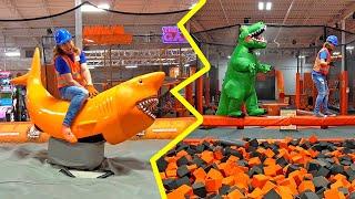 Trampoline Park and Dinosaurs | Dino fun for Kids